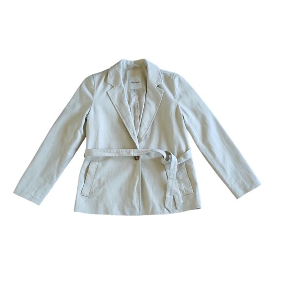 Madewell Women's Cotton-Linen Belted Blazer Jacket Size XS - Picture 4 of 13